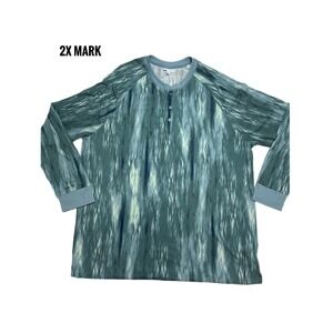 2xl Lularoe Mark Henley Top green Stripes Fits 22/24